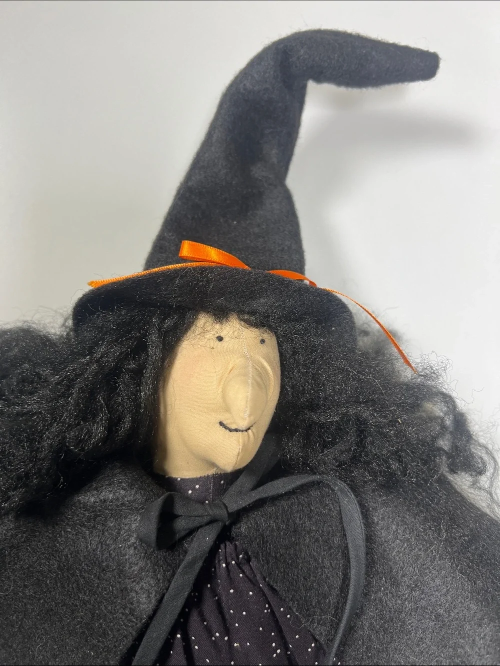 Vintage Witch Halloween BlackDress Cape Hat Shelf sitter